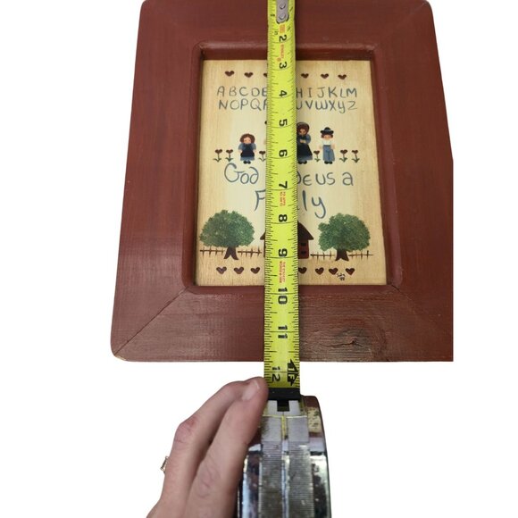 Folk Art Wall Hanging “God Made Us a Family” Religious gift wood Frame Decor - Picture 9 of 10